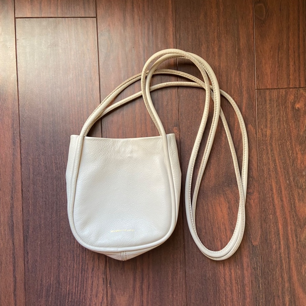 Gray White Cream Beautiful Soft Leather Crossbody Bag by Monserat De Lucca
